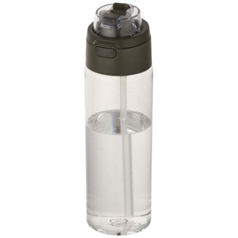 Botella de agua Theron de 700 ml de plástico reciclado RCS con tapa de doble función y pajita abatible