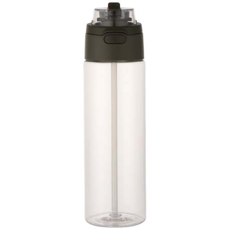 Botella de agua Theron de 700 ml de plástico reciclado RCS con tapa de doble función y pajita abatible