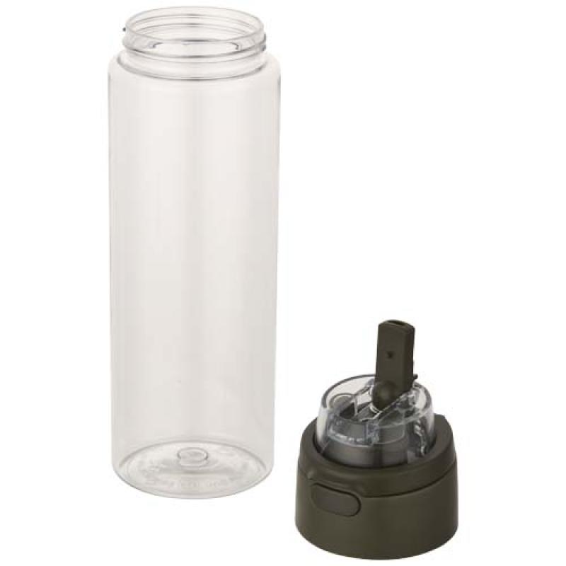 Botella de agua Theron de 700 ml de plástico reciclado RCS con tapa de doble función y pajita abatible