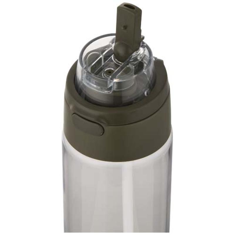 Botella de agua Theron de 700 ml de plástico reciclado RCS con tapa de doble función y pajita abatible