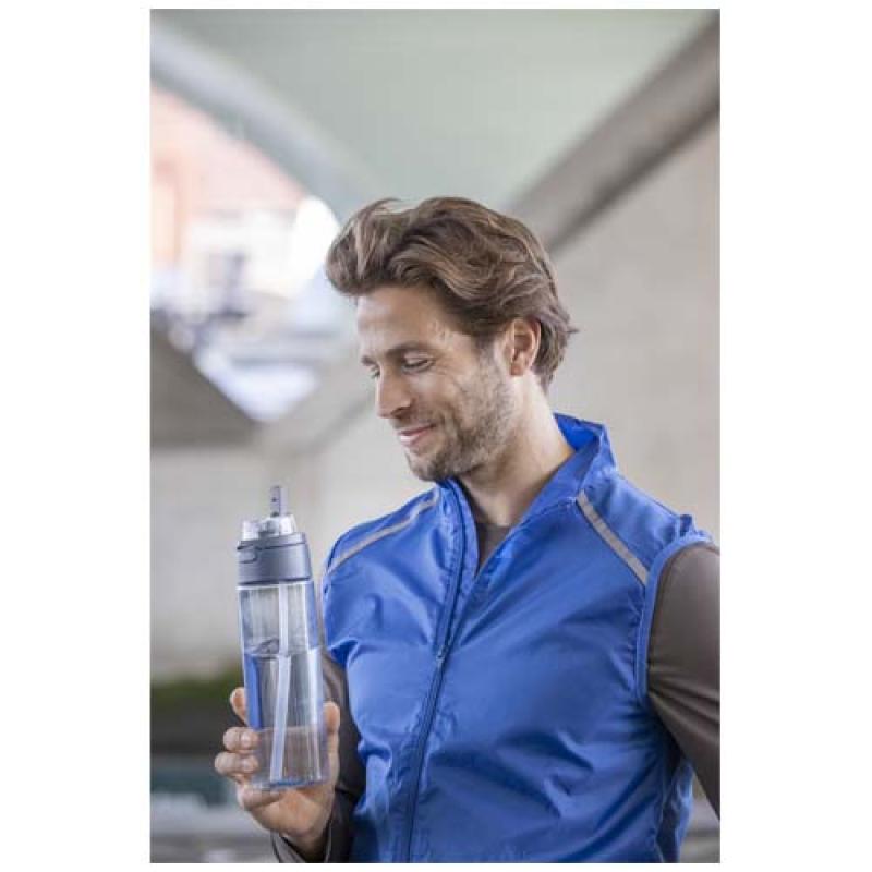 Botella de agua Theron de 700 ml de plástico reciclado RCS con tapa de doble función y pajita abatible