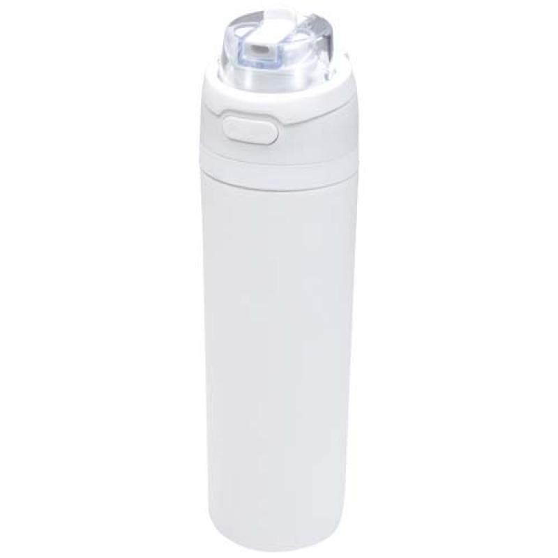 Botella de agua Theron de 800 ml de acero inoxidable de pared simple reciclado (RCS), con tapa de doble función y pajita abat