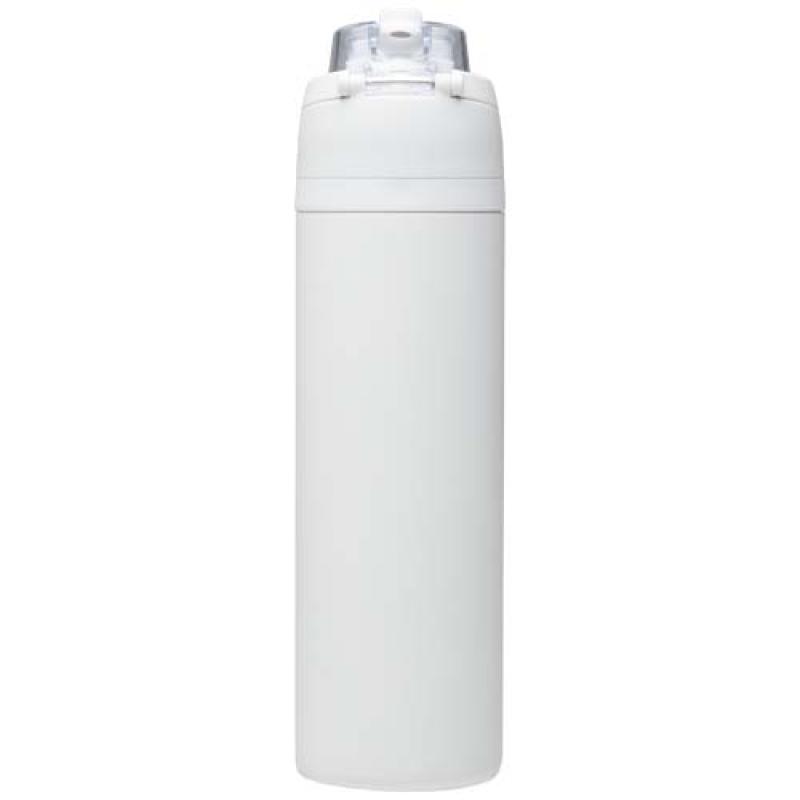 Botella de agua Theron de 800 ml de acero inoxidable de pared simple reciclado (RCS), con tapa de doble función y pajita abat
