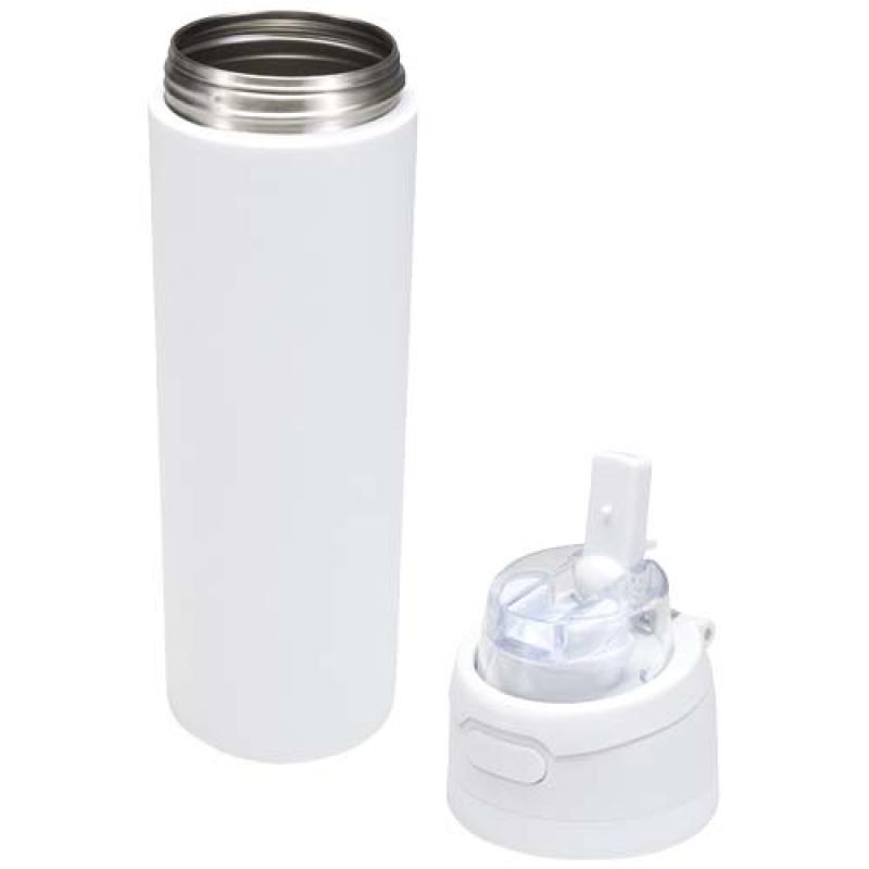Botella de agua Theron de 800 ml de acero inoxidable de pared simple reciclado (RCS), con tapa de doble función y pajita abat