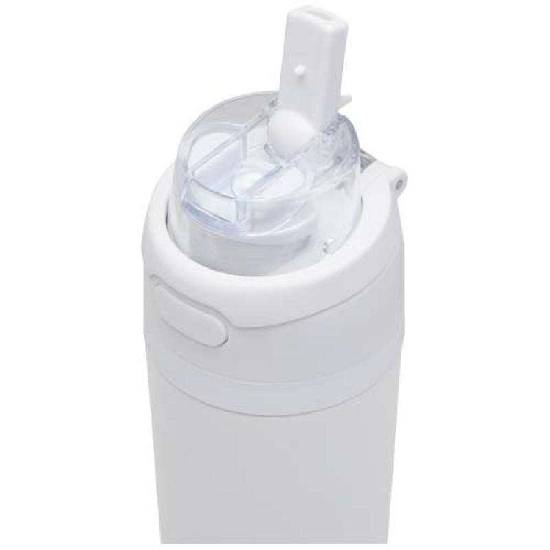 Botella de agua Theron de 800 ml de acero inoxidable de pared simple reciclado (RCS), con tapa de doble función y pajita abat