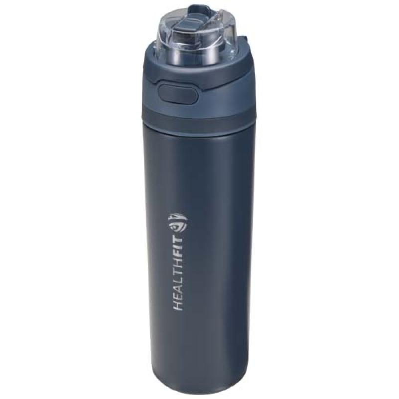 Botella de agua Theron de 800 ml de acero inoxidable de pared simple reciclado (RCS), con tapa de doble función y pajita abat