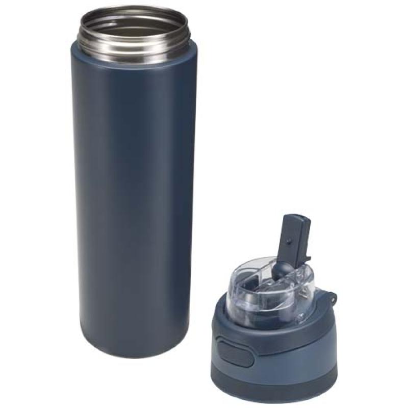 Botella de agua Theron de 800 ml de acero inoxidable de pared simple reciclado (RCS), con tapa de doble función y pajita abat