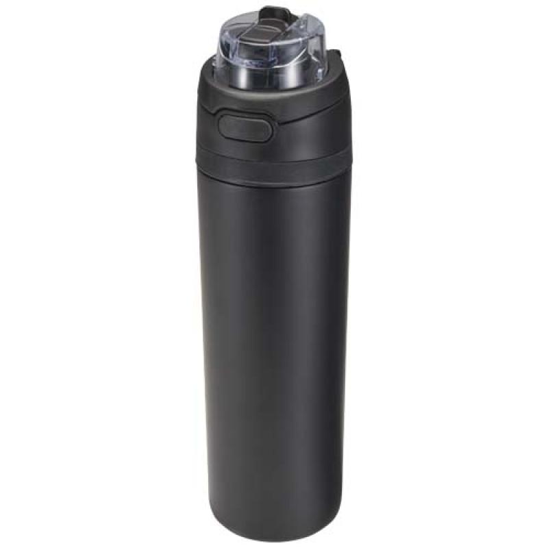 Botella de agua Theron de 800 ml de acero inoxidable de pared simple reciclado (RCS), con tapa de doble función y pajita abat