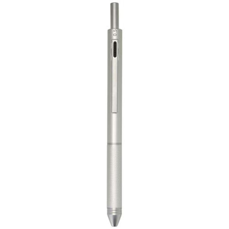 Bolígrafo 4 en 1 de material reciclado RCS de acero inoxidable "Tine"