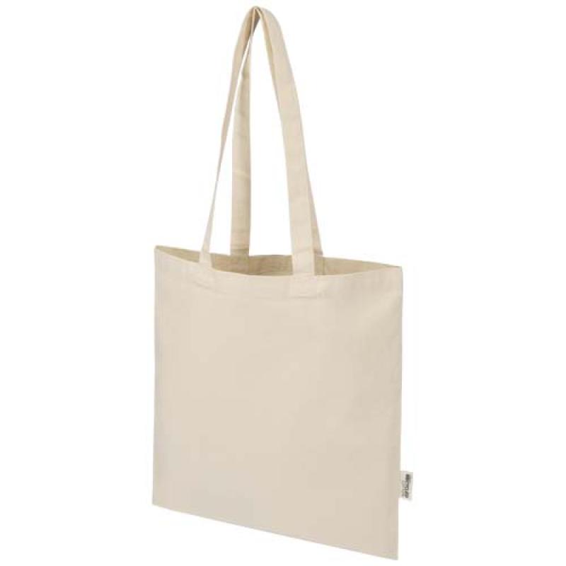 Bolsa Tote de 7 L de algodón reciclado de 140 g/m² con certificado GRS Madras Blend