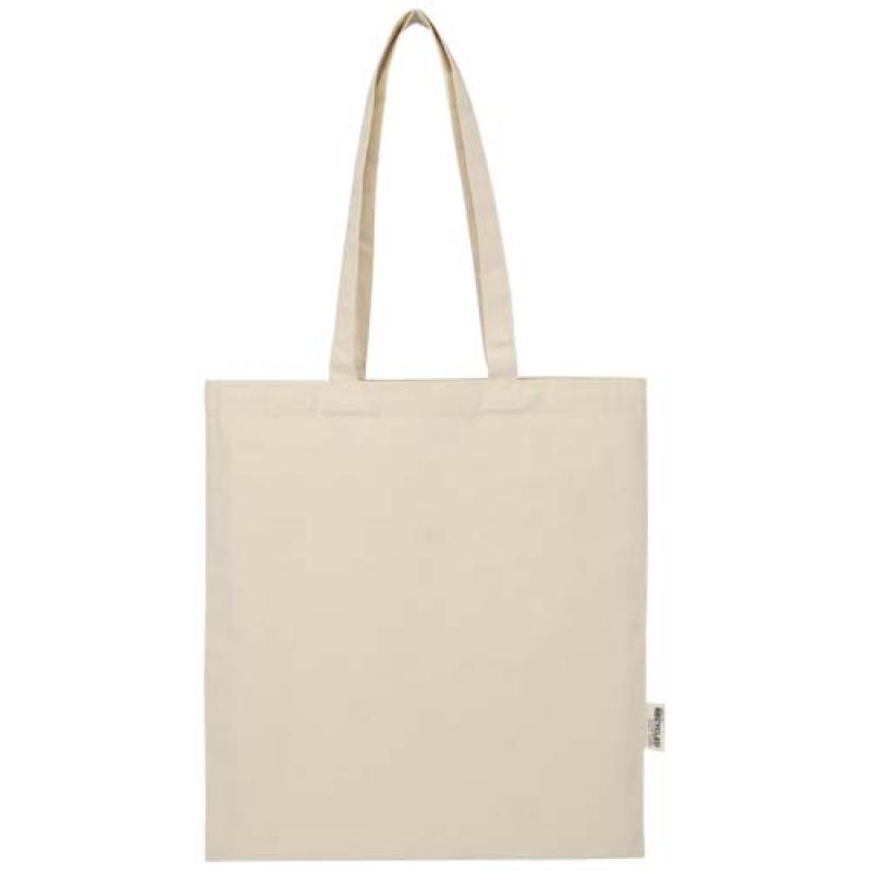 Bolsa Tote de 7 L de algodón reciclado de 140 g/m² con certificado GRS Madras Blend
