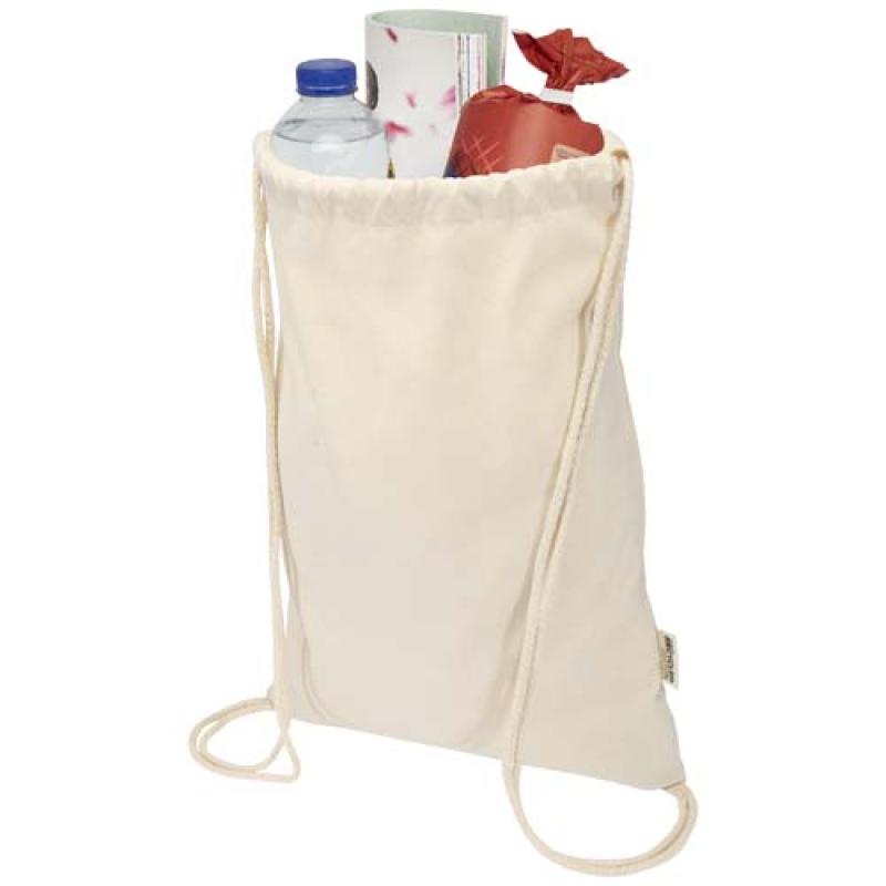 Bolsa de 5 L con cordón de algodón reciclado de 140 g/m² con certificado GRS Oregon Blend
