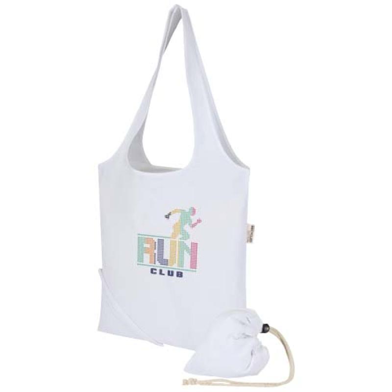 Bolsa de tela de algodón reciclada GRS «Madras Blend», 140 g/m², plegable, 7 l
