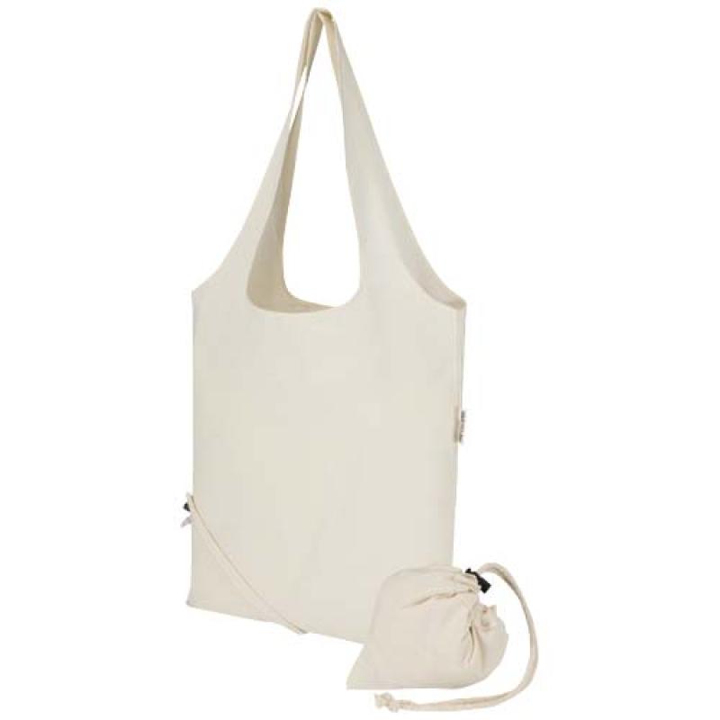 Bolsa de tela de algodón reciclada GRS «Madras Blend», 140 g/m², plegable, 7 l