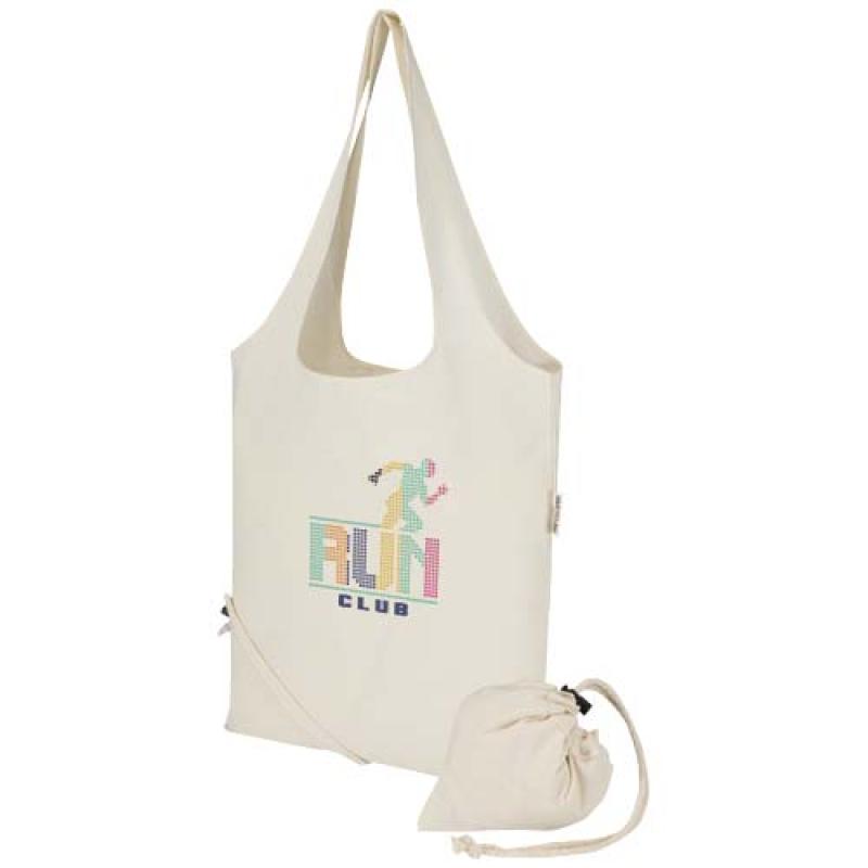 Bolsa de tela de algodón reciclada GRS «Madras Blend», 140 g/m², plegable, 7 l