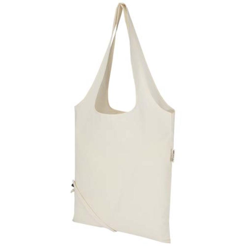Bolsa de tela de algodón reciclada GRS «Madras Blend», 140 g/m², plegable, 7 l