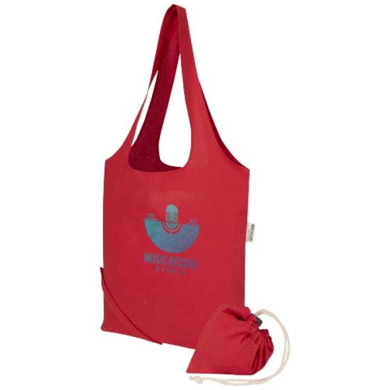 Bolsa de tela de algodón reciclada GRS «Madras Blend», 140 g/m², plegable, 7 l