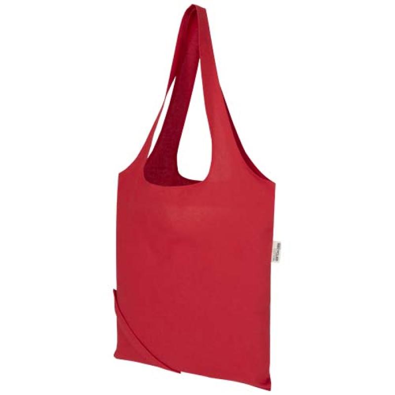 Bolsa de tela de algodón reciclada GRS «Madras Blend», 140 g/m², plegable, 7 l