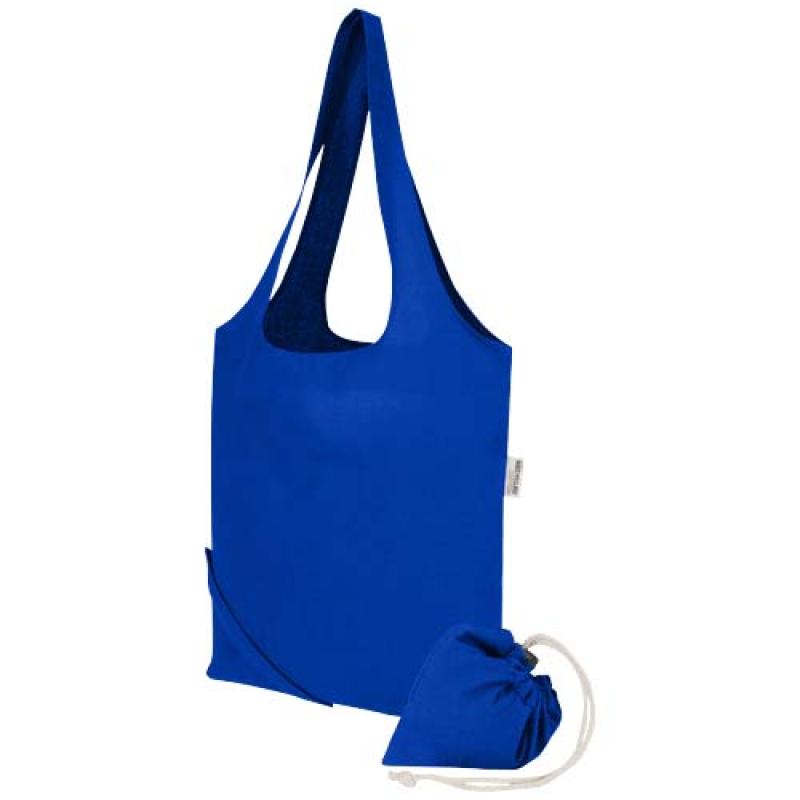 Bolsa de tela de algodón reciclada GRS «Madras Blend», 140 g/m², plegable, 7 l