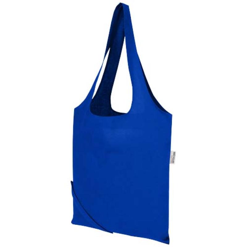 Bolsa de tela de algodón reciclada GRS «Madras Blend», 140 g/m², plegable, 7 l