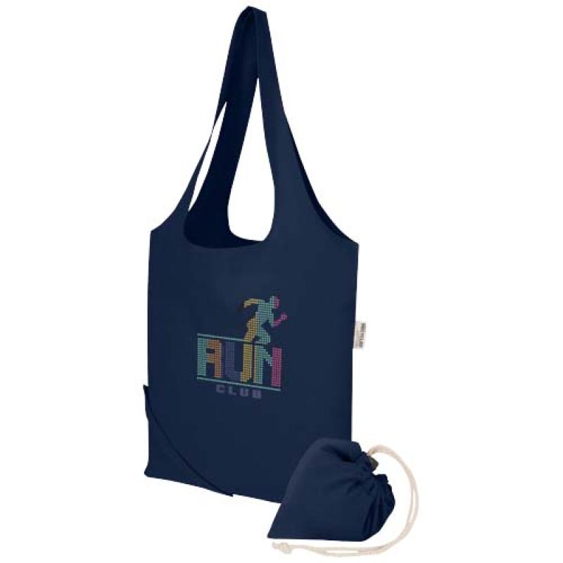 Bolsa de tela de algodón reciclada GRS «Madras Blend», 140 g/m², plegable, 7 l