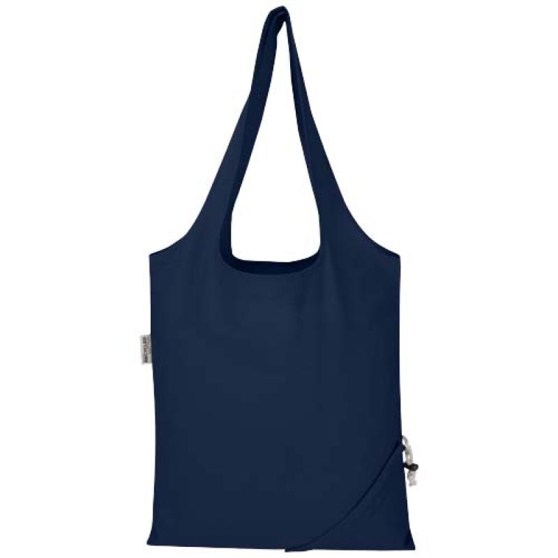 Bolsa de tela de algodón reciclada GRS «Madras Blend», 140 g/m², plegable, 7 l