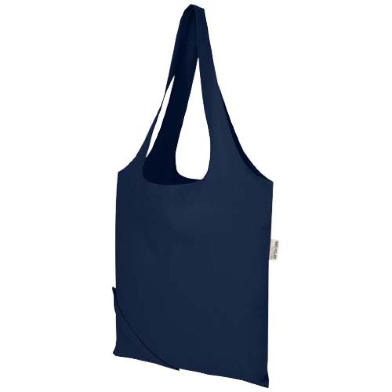Bolsa de tela de algodón reciclada GRS «Madras Blend», 140 g/m², plegable, 7 l