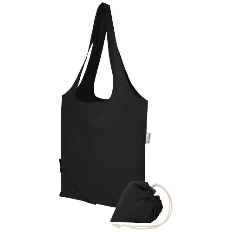 Bolsa de tela de algodón reciclada GRS «Madras Blend», 140 g/m², plegable, 7 l