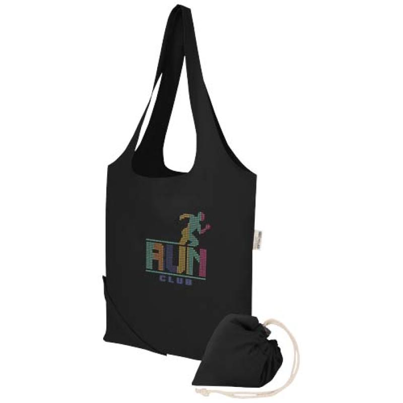 Bolsa de tela de algodón reciclada GRS «Madras Blend», 140 g/m², plegable, 7 l
