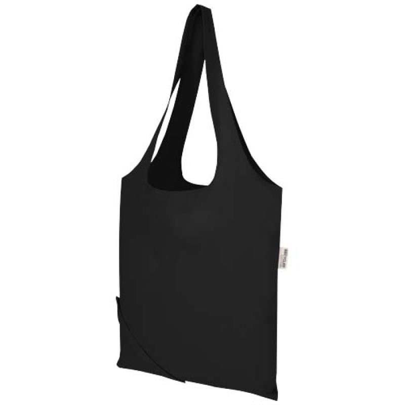 Bolsa de tela de algodón reciclada GRS «Madras Blend», 140 g/m², plegable, 7 l
