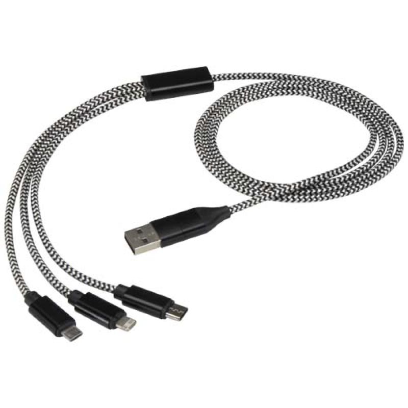 Cable de carga 5 en 1 de aluminio reciclado y RPET de Alphecca