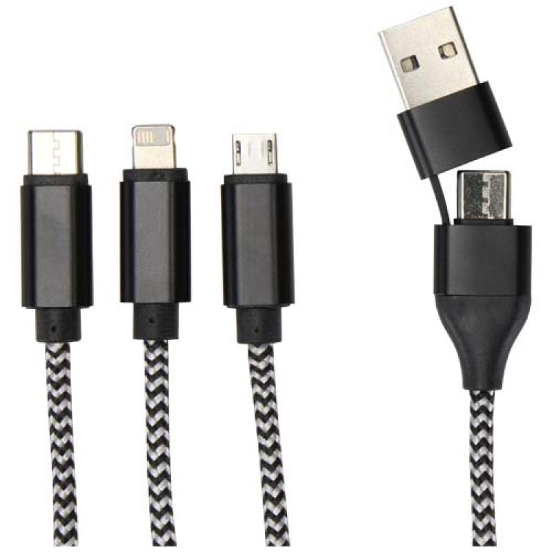 Cable de carga 5 en 1 de aluminio reciclado y RPET de Alphecca