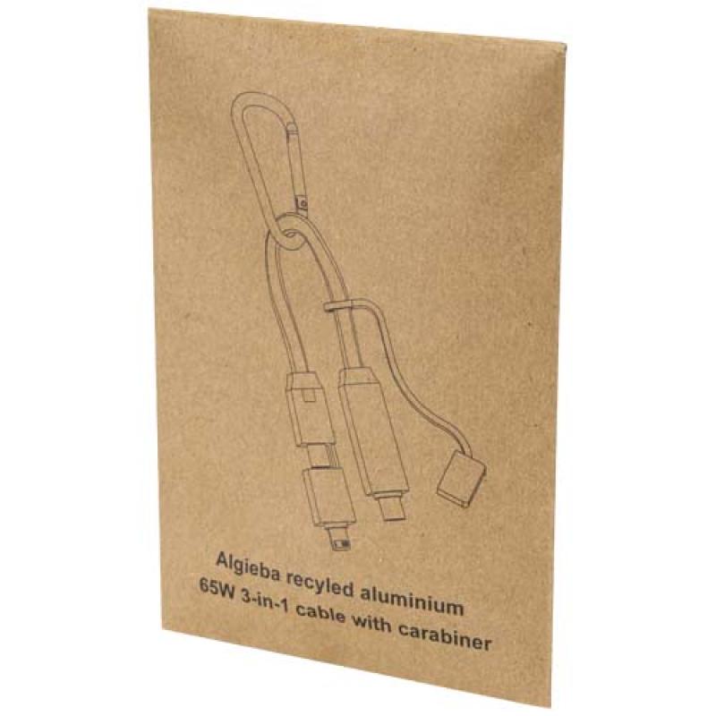 Cable de carga Algieba de 65 W, 5 en 1, de aluminio reciclado con mosquetón