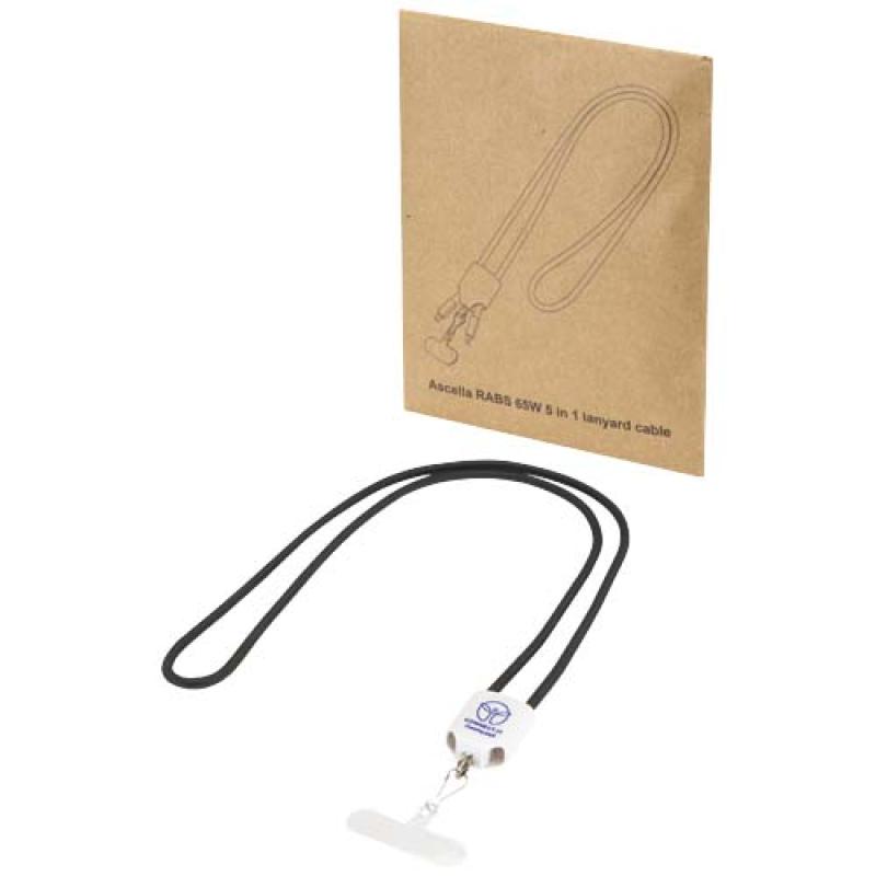 Cable de carga con cordón de plástico reciclado Ion 65 W 5 en 1