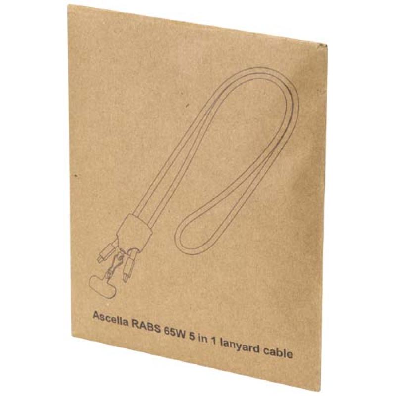 Cable de carga con cordón de plástico reciclado Ion 65 W 5 en 1