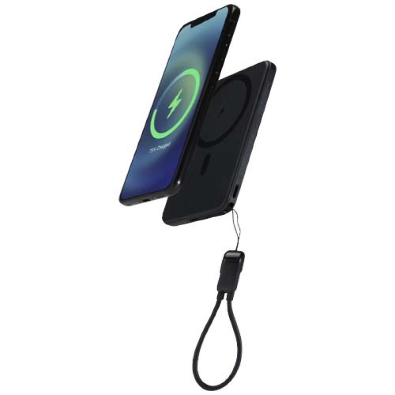 Batería externa magnética SMART de 5000 mAh fabricada con plástico reciclado y con cordón