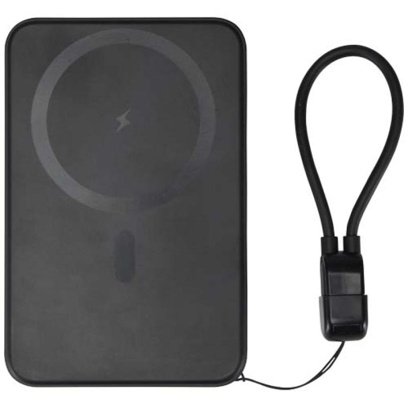 Batería externa magnética SMART de 5000 mAh fabricada con plástico reciclado y con cordón