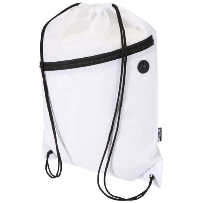 Bolsa con cordón Oriole de RPET con bolsillo frontal con cremallera, 5 l