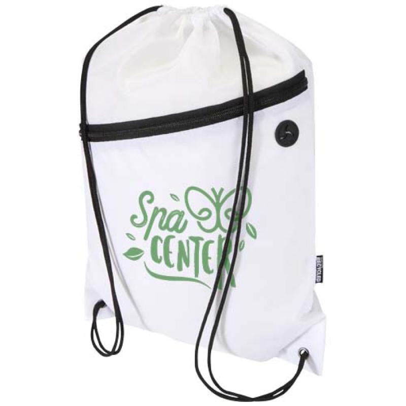Bolsa con cordón Oriole de RPET con bolsillo frontal con cremallera, 5 l