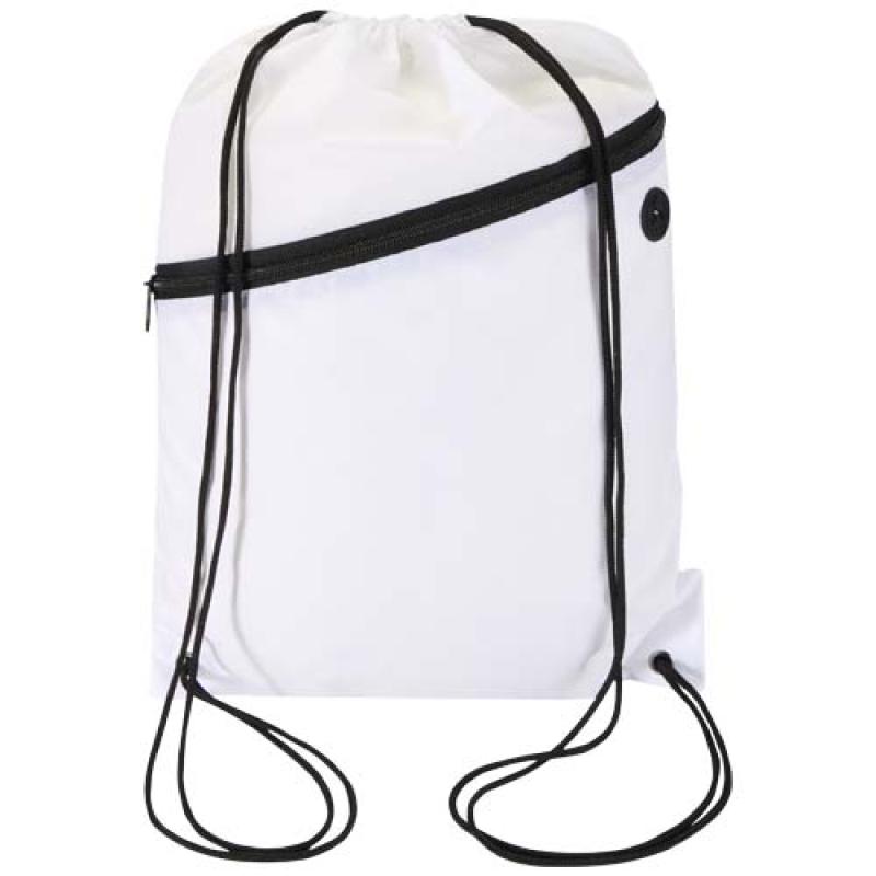 Bolsa con cordón Oriole de RPET con bolsillo frontal con cremallera, 5 l