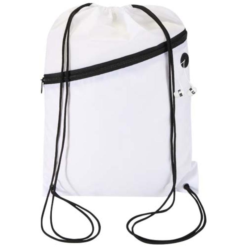 Bolsa con cordón Oriole de RPET con bolsillo frontal con cremallera, 5 l