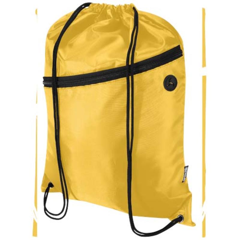 Bolsa con cordón Oriole de RPET con bolsillo frontal con cremallera, 5 l