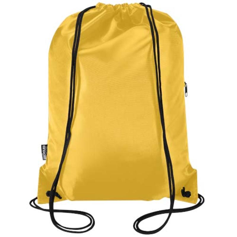 Bolsa con cordón Oriole de RPET con bolsillo frontal con cremallera, 5 l