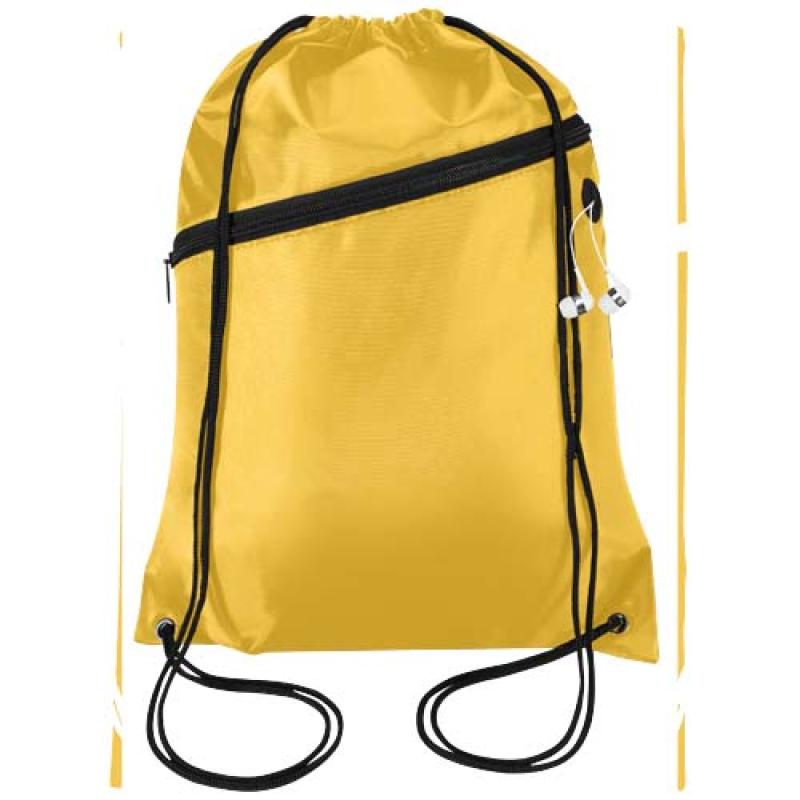 Bolsa con cordón Oriole de RPET con bolsillo frontal con cremallera, 5 l