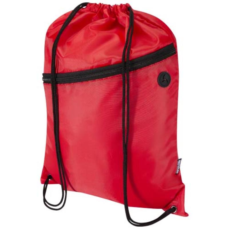 Bolsa con cordón Oriole de RPET con bolsillo frontal con cremallera, 5 l