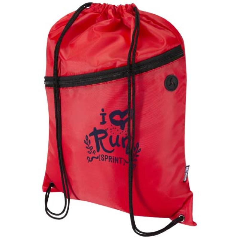 Bolsa con cordón Oriole de RPET con bolsillo frontal con cremallera, 5 l