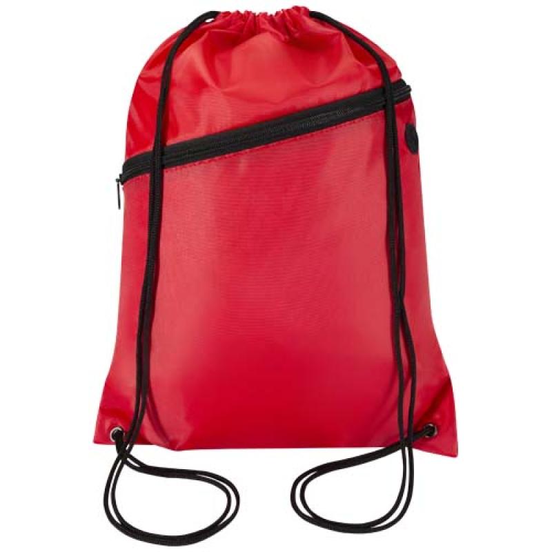 Bolsa con cordón Oriole de RPET con bolsillo frontal con cremallera, 5 l