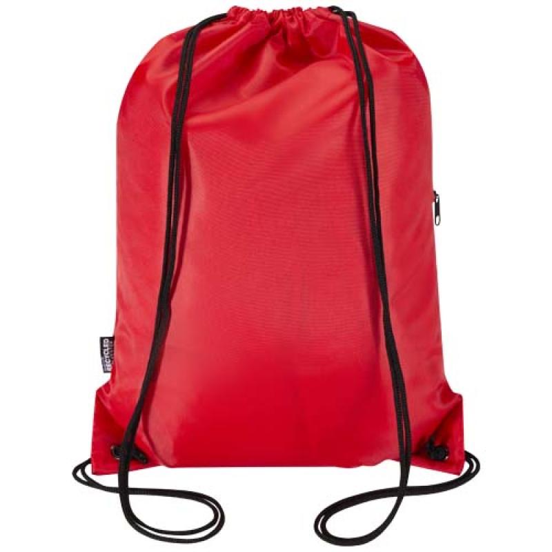 Bolsa con cordón Oriole de RPET con bolsillo frontal con cremallera, 5 l