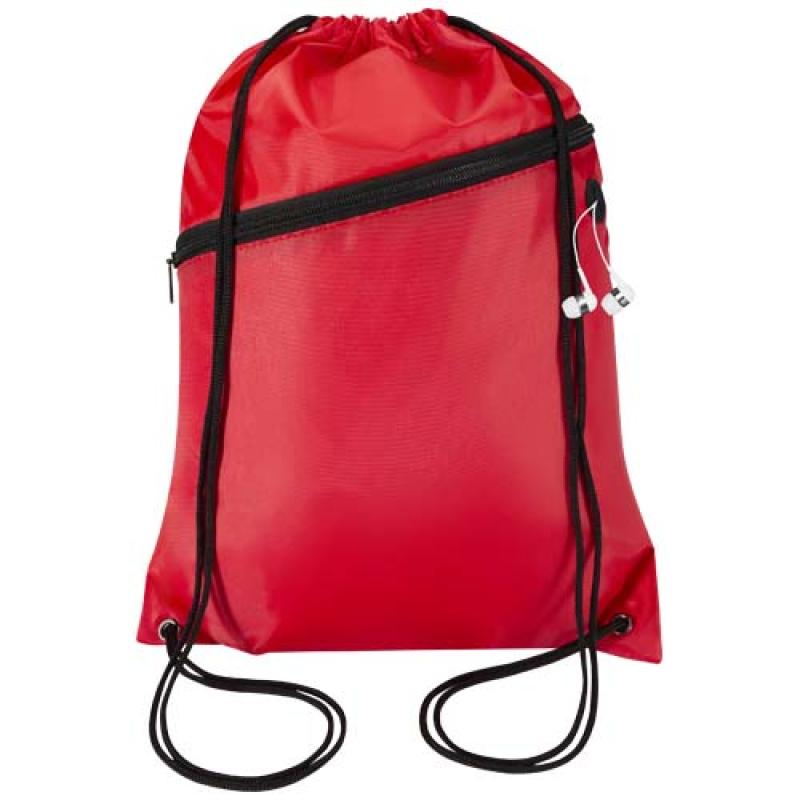 Bolsa con cordón Oriole de RPET con bolsillo frontal con cremallera, 5 l