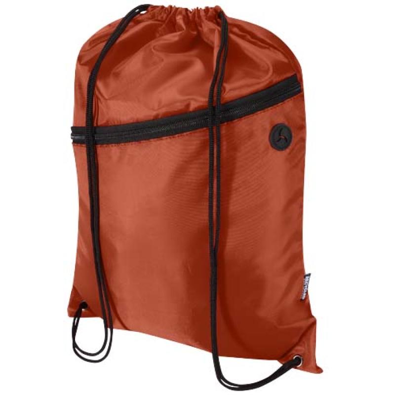 Bolsa con cordón Oriole de RPET con bolsillo frontal con cremallera, 5 l